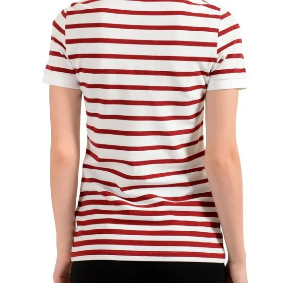 Burberry Women's Striped Short Sleeve Polo Blouse Top US XS IT 38